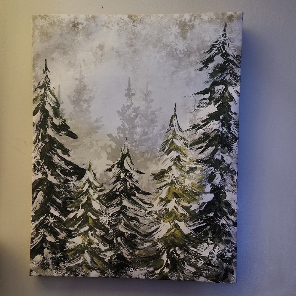 Winter Forest Canvas with LED Lights - Picture 2 of 7